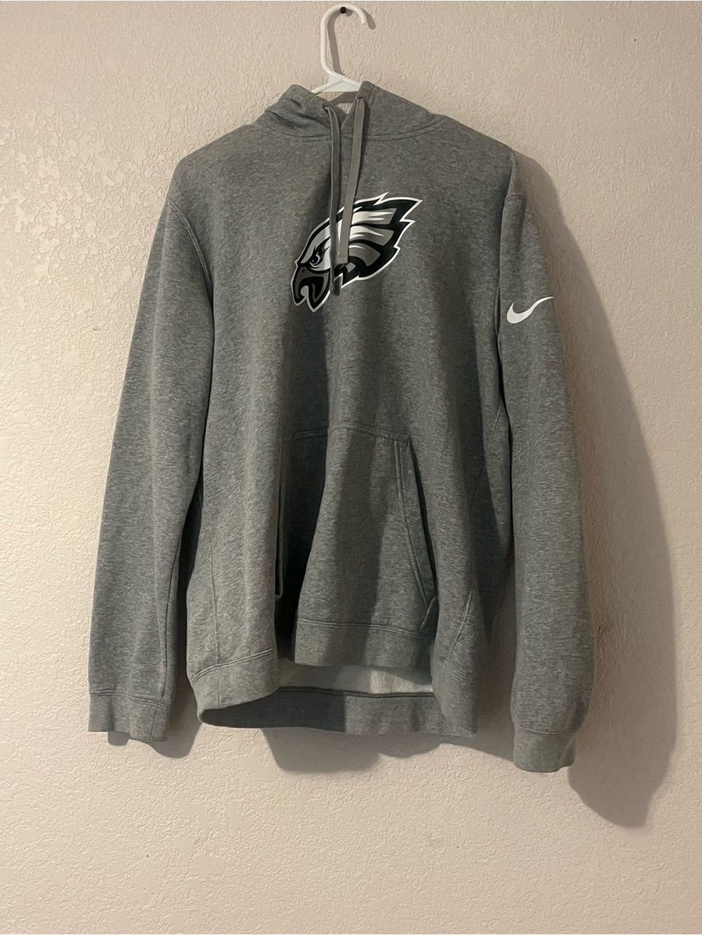 Nike Gray Philadelphia Eagles Hoodie with White Swoosh size large
